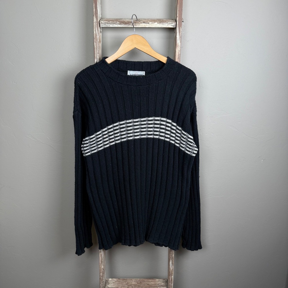 Vintage Liberty‎ Black Striped Longsleeve Pullover Sweater XL